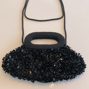 Sequins Beads Black Clutch Purse Crossbody